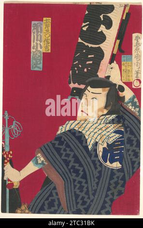 Ichikawa Sadanji interpreta Dozaemon Denkichi in a Kabuki Play 1959 di Toyohara Kunichika Foto Stock