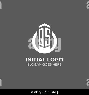 Logo QS circolare iniziale con linea rotonda, logo aziendale astratto idee di design grafica vettoriale Illustrazione Vettoriale