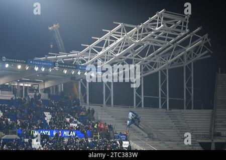 Bergamo, Italia. 9 dicembre 2023. Lo stadio Atalanta BC Gewiss è in costruzione durante la partita Atalanta BC vs AC Milan, serie A di calcio italiana a Bergamo, Italia, 09 dicembre 2023 credito: Agenzia fotografica indipendente/Alamy Live News Foto Stock