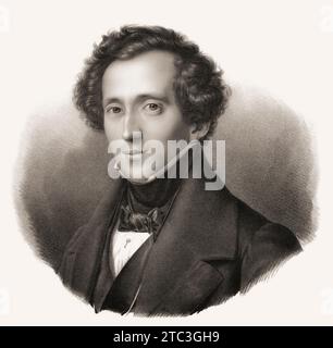 Jakob Ludwig Felix Mendelssohn Bartholdy, 1809 - 1847, compositore, pianista e organista tedesco Foto Stock