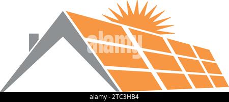 casa, tetto, sole, solare, energia, installatore, artigiano, sfondo Illustrazione Vettoriale