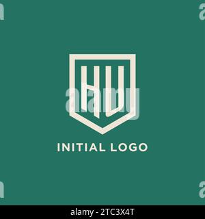 Logo iniziale HU monogramma schermatura grafica vettoriale design forma geometrica Illustrazione Vettoriale