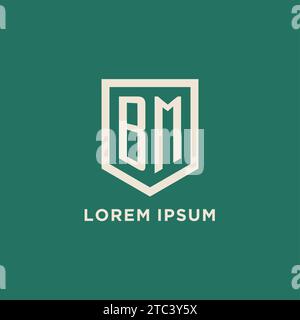 Logo iniziale BM monogramma schermatura grafica vettoriale design forma geometrica Illustrazione Vettoriale