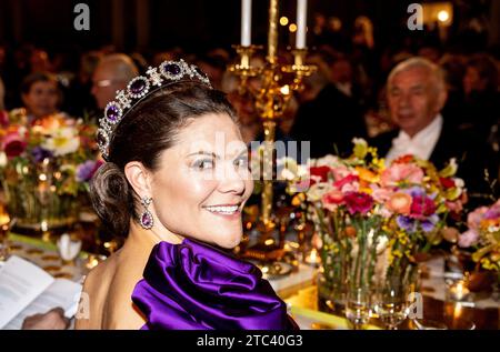 Stoccolma, Svezia. 10 dicembre 2023. La Principessa Vittoria della Corona durante il Nobel Banquet presso il Municipio di Stoccolma di domenica. 10 dicembre 2023.foto: Christine Olsson/TT/Code 10430 credito: TT News Agency/Alamy Live News Foto Stock