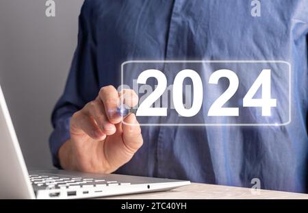 Concetto di anno nuovo nel business 2024. Pianificazione, previsione del futuro Foto Stock