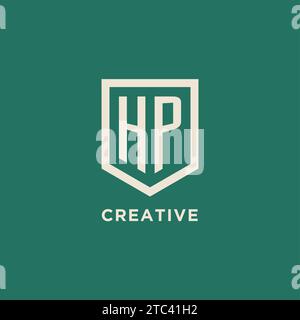 Logo iniziale HP monogramma scudo forma geometrica grafica vettoriale Illustrazione Vettoriale