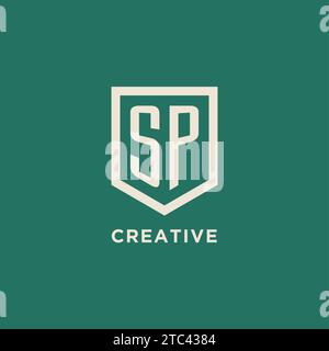 Logo iniziale SP monogramma schermatura grafica vettoriale design forma geometrica Illustrazione Vettoriale