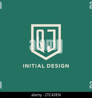 Logo iniziale QJ monogramma schermatura grafica vettoriale design forma geometrica Illustrazione Vettoriale