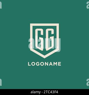 Logo iniziale GG monogramma schermo grafica vettoriale design forma geometrica Illustrazione Vettoriale