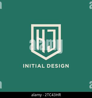 Logo iniziale HJ monogramma schermatura grafica vettoriale design forma geometrica Illustrazione Vettoriale