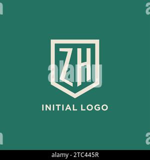 Logo iniziale ZH monogramma schermatura grafica vettoriale design forma geometrica Illustrazione Vettoriale