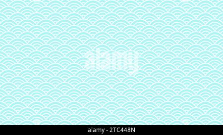Sfondo tradizionale giapponese o cinese a onde bianche e turchesi. Sfondo di illustrazione orientale full frame ad alta risoluzione, spazio di copia. Foto Stock
