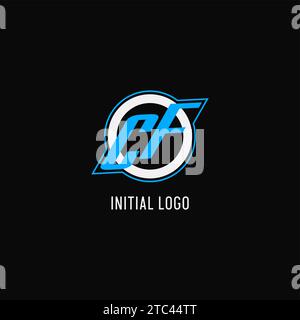 Logo CF iniziale, linea circolare, logo team esport creativo monogramma stile grafica vettoriale Illustrazione Vettoriale