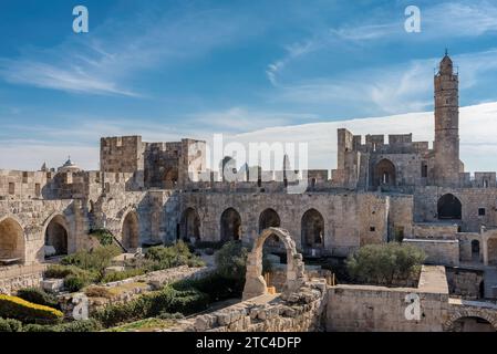 La torre di David nella città vecchia di Gerusalemme, Israele. Foto Stock