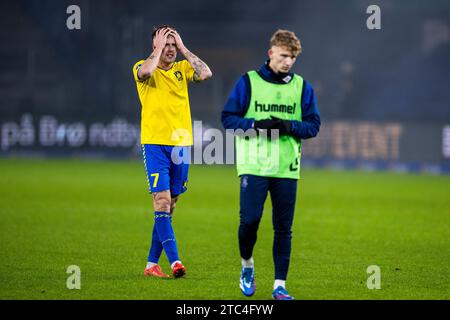 Brondby, Danimarca. 10 dicembre 2023. Nicolai Vallys (7) di Broendby SE visto dopo l'Oddset Cup match tra Broendby IF e Aarhus GF al Brondby Stadium. (Foto: Gonzales Photo/Alamy Live News Foto Stock