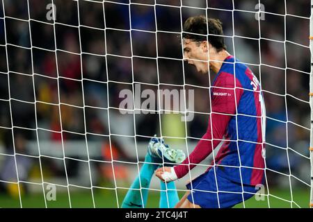 Barcellona, Spagna. 10 dicembre 2023. Joao Felix (FC Barcelona) celebra l'obiettivo di Robert Lewandowski (FC Barcelona) durante la partita di calcio della Liga tra FC Barcelona e Girona FC, al Lluis Companys Stadium di Barcellona, Spagna, il 10 dicembre 2023. Foto: Siu Wu. Credito: dpa/Alamy Live News Foto Stock