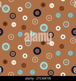 Pattern senza interruzioni con pulsanti. Tema artigianato cucito sfondo. Illustrazione Vettoriale