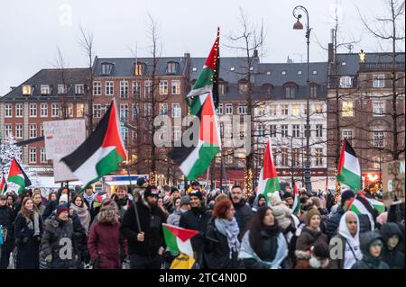 Copenhagen, Danimarca. 10 dicembre 2023. Grande manifestazione pro-Palestina per le strade di Copenaghen, Danimarca domenica 10 dicembre 2023 credito: Pahas/Alamy Live News Foto Stock