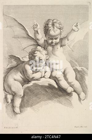 Two Cupids, One with Bat Wings 1957 di Francois Boucher Foto Stock