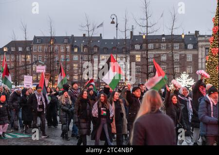 Copenhagen, Danimarca. 10 dicembre 2023. Grande manifestazione pro-Palestina per le strade di Copenaghen, Danimarca domenica 10 dicembre 2023 credito: Pahas/Alamy Live News Foto Stock