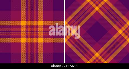 Sfondo motivo vettoriale a quadri senza cuciture con un motivo motivo a quadri in tessuto texture. Impostato nei colori del tramonto. Gonne sottili che valorizza l'ufficio. Illustrazione Vettoriale