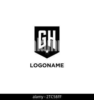 Logo iniziale monogramma GH con scudo geometrico e idee di stile per il design delle icone a stella Illustrazione Vettoriale