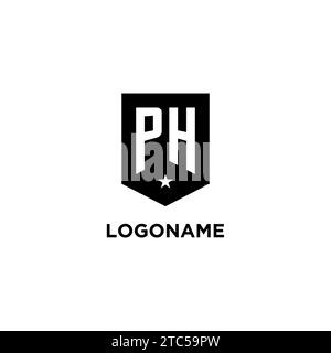 Logo iniziale del monogramma PH con scudo geometrico e idee di stile per il design delle icone a stella Illustrazione Vettoriale