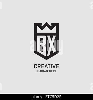 Forma iniziale dello scudo del logo BX, grafica vettoriale del design del logo esport creativo Illustrazione Vettoriale