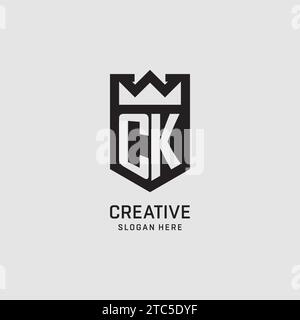 Logo CK iniziale forma dello scudo, logo esport creativo grafica vettoriale Illustrazione Vettoriale