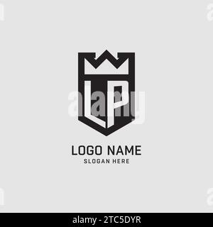 Logo LP a forma di scudo iniziale, logo esport creativo grafico vettoriale Illustrazione Vettoriale