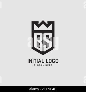 Logo BS iniziale forma dello scudo, logo esport creativo grafica vettoriale Illustrazione Vettoriale