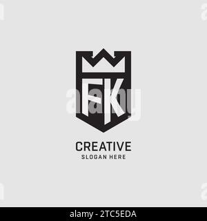 Forma iniziale dello scudo del logo FK, grafica vettoriale del design del logo esport creativo Illustrazione Vettoriale