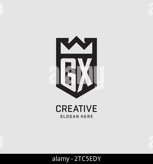 Forma iniziale dello scudo del logo GX, grafica vettoriale del design del logo esport creativo Illustrazione Vettoriale