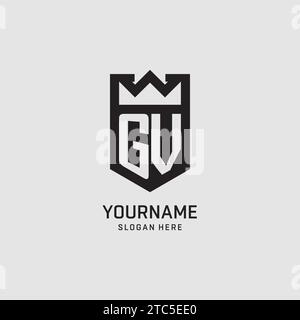 Logo GV iniziale a forma di scudo, logo esport creativo grafico vettoriale Illustrazione Vettoriale