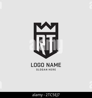 Forma iniziale dello scudo del logo RT, grafica vettoriale del design del logo esport creativo Illustrazione Vettoriale