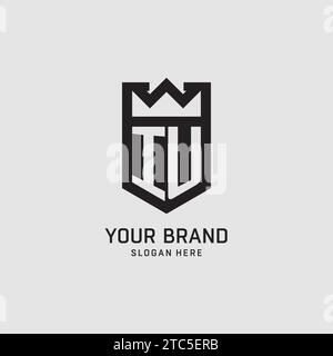 Logo IU iniziale forma dello scudo, logo esport creativo grafica vettoriale Illustrazione Vettoriale