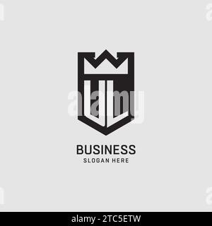 Forma iniziale dello scudo con logo UL, grafica vettoriale del design del logo esport creativo Illustrazione Vettoriale