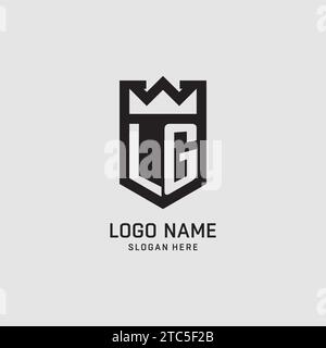 Forma iniziale dello scudo del logo LG, grafica vettoriale del design del logo di esport creativo Illustrazione Vettoriale