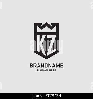 Forma iniziale dello scudo del logo KZ, grafica vettoriale del design del logo esport creativo Illustrazione Vettoriale