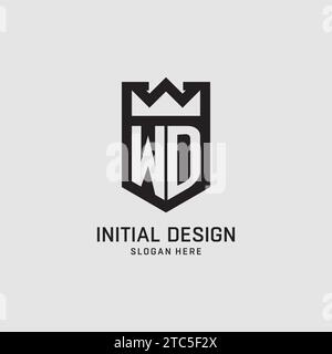 Logo WD iniziale forma dello scudo, logo esport creativo grafica vettoriale Illustrazione Vettoriale