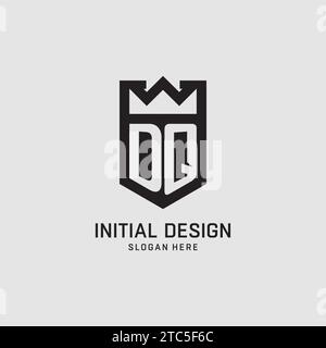 Forma dello scudo iniziale del logo DQ, grafica vettoriale del design del logo esport creativo Illustrazione Vettoriale