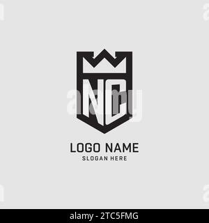 Forma iniziale dello scudo del logo NC, grafica vettoriale del design del logo di esport creativo Illustrazione Vettoriale