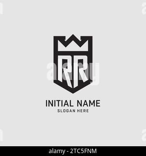 Logo RR iniziale forma dello scudo, logo esport creativo grafica vettoriale Illustrazione Vettoriale