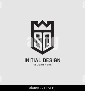 Forma iniziale dello scudo del logo SQ, grafica vettoriale del design del logo esport creativo Illustrazione Vettoriale