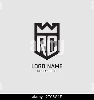 Logo RC iniziale forma dello scudo, logo esport creativo grafica vettoriale Illustrazione Vettoriale