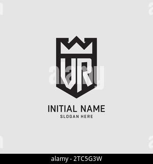 Forma iniziale dello scudo del logo VR, grafica vettoriale del design del logo esport creativo Illustrazione Vettoriale