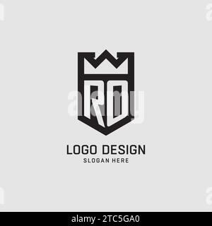 Forma iniziale dello scudo del logo RO, grafica vettoriale del design del logo esport creativo Illustrazione Vettoriale