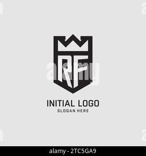 Forma iniziale dello scudo del logo RF, grafica vettoriale del design del logo esport creativo Illustrazione Vettoriale