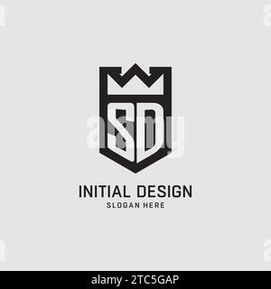 Forma iniziale dello scudo del logo SD, grafica vettoriale del design del logo esport creativo Illustrazione Vettoriale