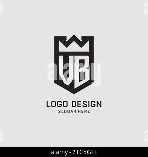 Forma iniziale dello scudo del logo VB, grafica vettoriale del design del logo esport creativo Illustrazione Vettoriale